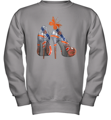 NFL Chicago Bears High Heel Butterfly Rhinestone Tide Youth Sweatshirt - NFLFanGift