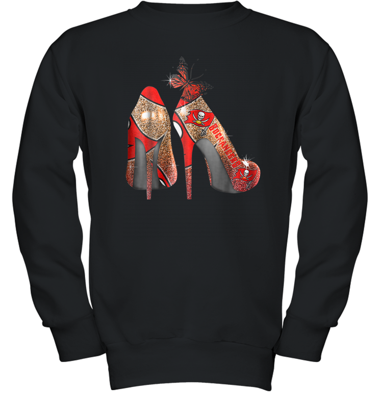 NFLTampa Bay Buccaneers High Heel Butterfly Rhinestone Tide Youth Sweatshirt - NFLFanGift