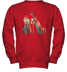 NFLTampa Bay Buccaneers High Heel Butterfly Rhinestone Tide Youth Sweatshirt - NFLFanGift