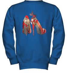 NFLTampa Bay Buccaneers High Heel Butterfly Rhinestone Tide Youth Sweatshirt - NFLFanGift
