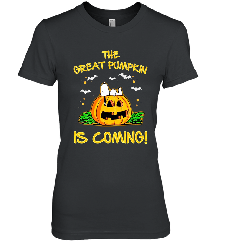 The Great Pumpkin Is Coming Snoopy Halloween Women's The Boyfriend Tee - NFLFanGift