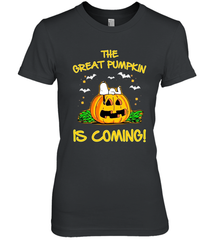 The Great Pumpkin Is Coming Snoopy Halloween Women's The Boyfriend Tee - NFLFanGift