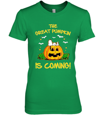 The Great Pumpkin Is Coming Snoopy Halloween Women's The Boyfriend Tee - NFLFanGift