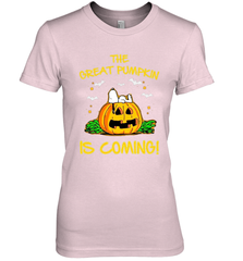 The Great Pumpkin Is Coming Snoopy Halloween Women's The Boyfriend Tee - NFLFanGift