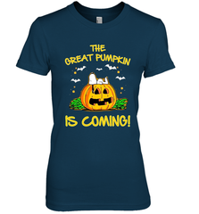 The Great Pumpkin Is Coming Snoopy Halloween Women's The Boyfriend Tee - NFLFanGift