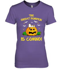 The Great Pumpkin Is Coming Snoopy Halloween Women's The Boyfriend Tee - NFLFanGift
