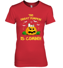 The Great Pumpkin Is Coming Snoopy Halloween Women's The Boyfriend Tee - NFLFanGift
