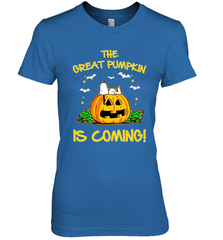 The Great Pumpkin Is Coming Snoopy Halloween Women's The Boyfriend Tee - NFLFanGift