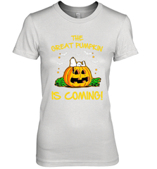 The Great Pumpkin Is Coming Snoopy Halloween Women's The Boyfriend Tee - NFLFanGift