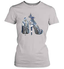 NFL Los Angeles Rams High Heel Butterfly Rhinestone Tide Women's T-Shirt - NFLFanGift