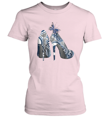 NFL Los Angeles Rams High Heel Butterfly Rhinestone Tide Women's T-Shirt - NFLFanGift