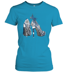 NFL Los Angeles Rams High Heel Butterfly Rhinestone Tide Women's T-Shirt - NFLFanGift