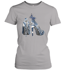 NFL Los Angeles Rams High Heel Butterfly Rhinestone Tide Women's T-Shirt - NFLFanGift