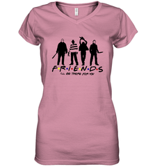 Horror Friends Jason Voorhees Freddy Krueger Texas Chain Saw Michael Myers Shirt Women's Vneck - NFLFanGift