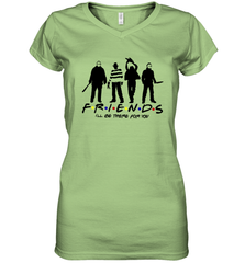 Horror Friends Jason Voorhees Freddy Krueger Texas Chain Saw Michael Myers Shirt Women's Vneck - NFLFanGift