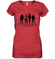 Horror Friends Jason Voorhees Freddy Krueger Texas Chain Saw Michael Myers Shirt Women's Vneck - NFLFanGift