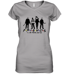 Horror Friends Jason Voorhees Freddy Krueger Texas Chain Saw Michael Myers Shirt Women's Vneck - NFLFanGift