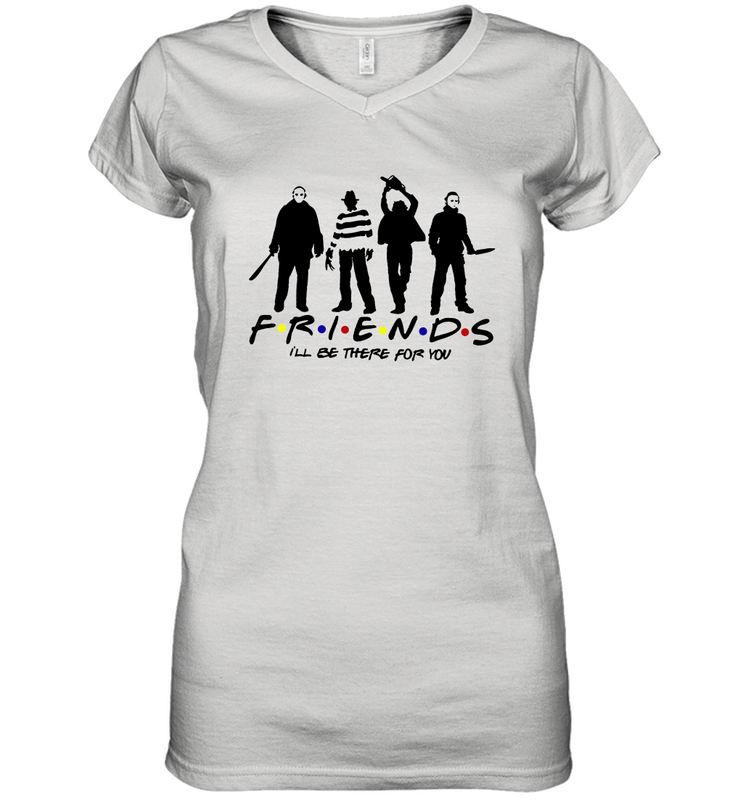 Horror Friends Jason Voorhees Freddy Krueger Texas Chain Saw Michael Myers Shirt Women's Vneck - NFLFanGift
