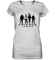 Horror Friends Jason Voorhees Freddy Krueger Texas Chain Saw Michael Myers Shirt Women's Vneck - NFLFanGift