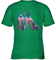 NFL New York Giants High Heel Butterfly Rhinestone Tide Youth T-Shirt - NFLFanGift