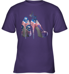 NFL New York Giants High Heel Butterfly Rhinestone Tide Youth T-Shirt - NFLFanGift