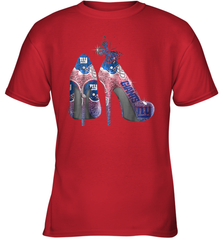 NFL New York Giants High Heel Butterfly Rhinestone Tide Youth T-Shirt - NFLFanGift