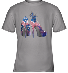 NFL New York Giants High Heel Butterfly Rhinestone Tide Youth T-Shirt - NFLFanGift