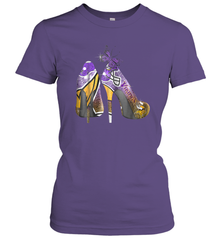 NFL Minnesota Vikings High Heel Butterfly Rhinestone Tide Women's T-Shirt - NFLFanGift