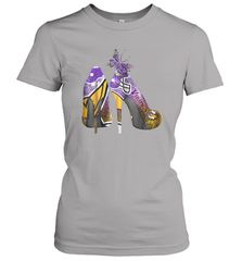 NFL Minnesota Vikings High Heel Butterfly Rhinestone Tide Women's T-Shirt - NFLFanGift