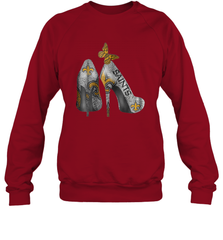 NFL New Orleans Saints High Heel Butterfly Rhinestone Tide Crewneck Sweatshirt - NFLFanGift