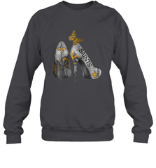 NFL New Orleans Saints High Heel Butterfly Rhinestone Tide Crewneck Sweatshirt - NFLFanGift