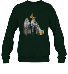 NFL New Orleans Saints High Heel Butterfly Rhinestone Tide Crewneck Sweatshirt - NFLFanGift