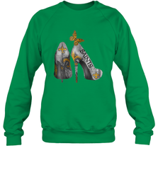 NFL New Orleans Saints High Heel Butterfly Rhinestone Tide Crewneck Sweatshirt - NFLFanGift
