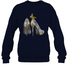 NFL New Orleans Saints High Heel Butterfly Rhinestone Tide Crewneck Sweatshirt - NFLFanGift