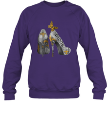 NFL New Orleans Saints High Heel Butterfly Rhinestone Tide Crewneck Sweatshirt - NFLFanGift