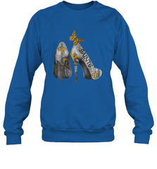 NFL New Orleans Saints High Heel Butterfly Rhinestone Tide Crewneck Sweatshirt - NFLFanGift