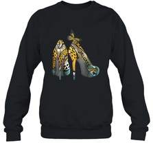 NFL Jacksonville Jaguars High Heel Butterfly Rhinestone Crewneck Sweatshirt - NFLFanGift