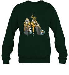 NFL Jacksonville Jaguars High Heel Butterfly Rhinestone Crewneck Sweatshirt - NFLFanGift
