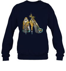 NFL Jacksonville Jaguars High Heel Butterfly Rhinestone Crewneck Sweatshirt - NFLFanGift