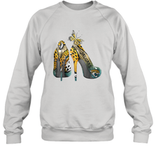 NFL Jacksonville Jaguars High Heel Butterfly Rhinestone Crewneck Sweatshirt - NFLFanGift