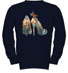 NFL Miami Dolphins High Heel Butterfly Rhinestone Tide Youth Sweatshirt - NFLFanGift