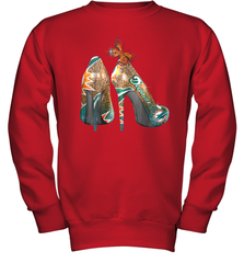 NFL Miami Dolphins High Heel Butterfly Rhinestone Tide Youth Sweatshirt - NFLFanGift