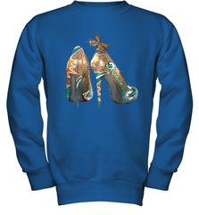 NFL Miami Dolphins High Heel Butterfly Rhinestone Tide Youth Sweatshirt - NFLFanGift