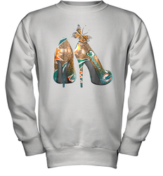 NFL Miami Dolphins High Heel Butterfly Rhinestone Tide Youth Sweatshirt - NFLFanGift