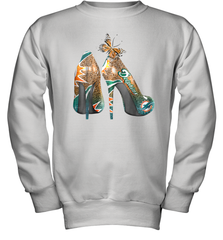 NFL Miami Dolphins High Heel Butterfly Rhinestone Tide Youth Sweatshirt - NFLFanGift
