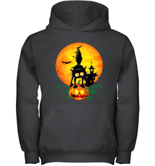 Black Cat Pumpkin and Halloween Moon Youth Hoodie - NFLFanGift