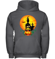 Black Cat Pumpkin and Halloween Moon Youth Hoodie - NFLFanGift