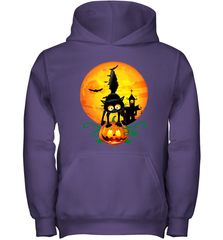 Black Cat Pumpkin and Halloween Moon Youth Hoodie - NFLFanGift