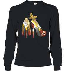 Washington Redskins High Heel Butterfly Rhinestone Tide Youth Long Sleeve T-Shirt - NFLFanGift