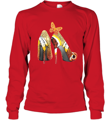 Washington Redskins High Heel Butterfly Rhinestone Tide Youth Long Sleeve T-Shirt - NFLFanGift